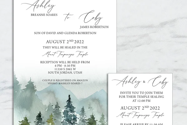 Custom Latter-day Saint Wedding Invitations design example 3