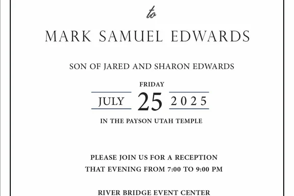 LDS Wedding Invitation Wording Guide design example 4