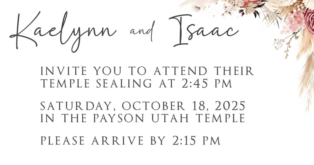 Temple sealing invitation wording examples and templates for Latter-day Saint weddings